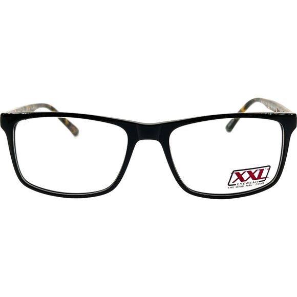 XXL Saluki Mens Plastic Eyeglass Frame Black Camo 58-19 Spring Hinges Large Fit